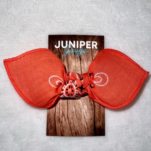 Coral Paisley Rockabilly Bandana Knotted Hair Bow - Picture 11 of 11